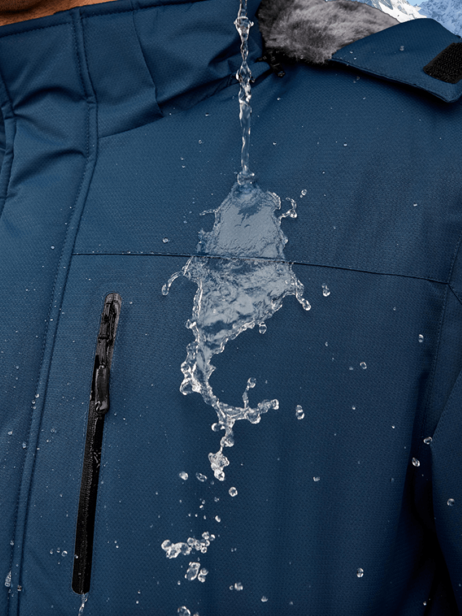 TACVASEN Denim Blue Men's Waterproof Fleece Winter Ski Jackets