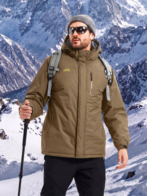 TACVASEN Coffee Men's Waterproof Fleece Winter Ski Jackets