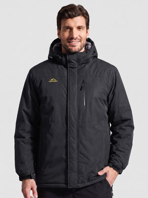 TACVASEN Black Men's Waterproof Fleece Winter Ski Jackets