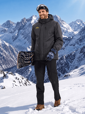 TACVASEN Black Men's Waterproof Fleece Winter Ski Jackets