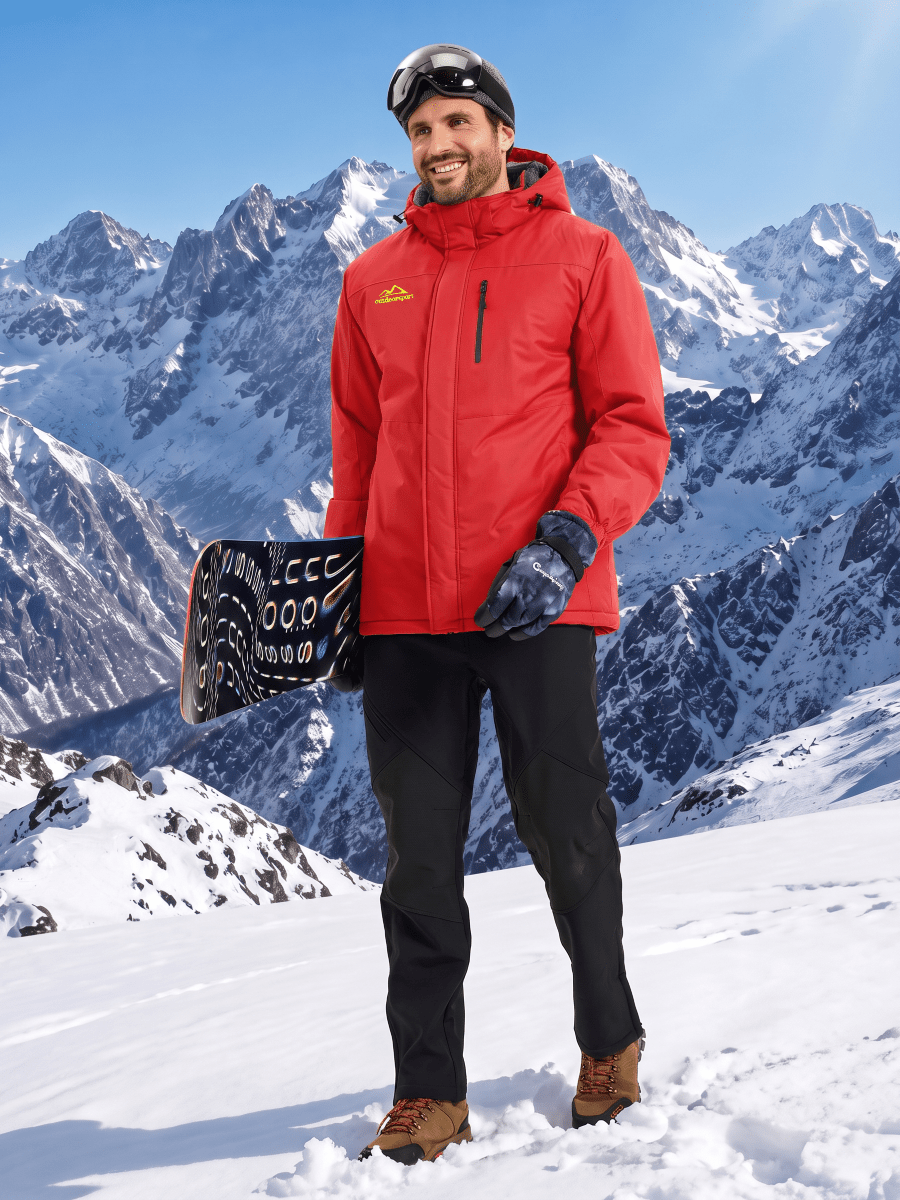 TACVASEN Red Men's Waterproof Fleece Winter Ski Jackets
