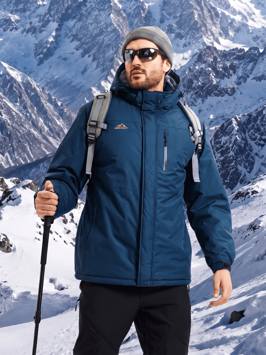TACVASEN Denim Blue Men's Waterproof Fleece Winter Ski Jackets