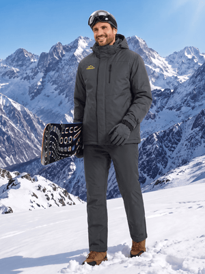 TACVASEN Carbon Grey Men's Waterproof Fleece Winter Ski Jackets