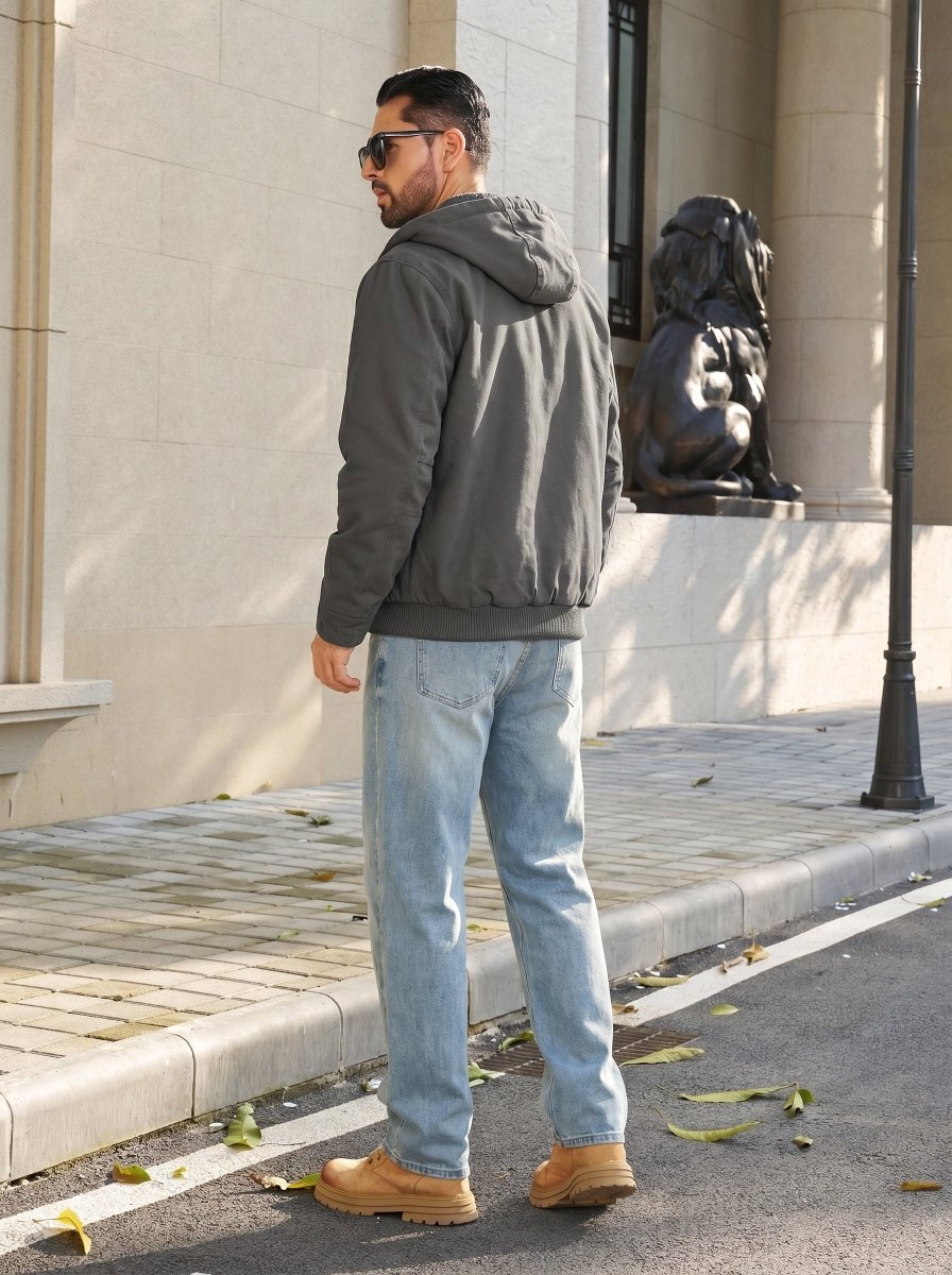 TACVASEN Dark Grey Men's Waterproof Sherpa Lined Work Jacket