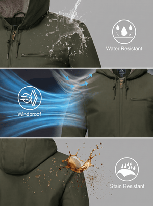 TACVASEN Army Green Men's Waterproof Sherpa Lined Work Jacket