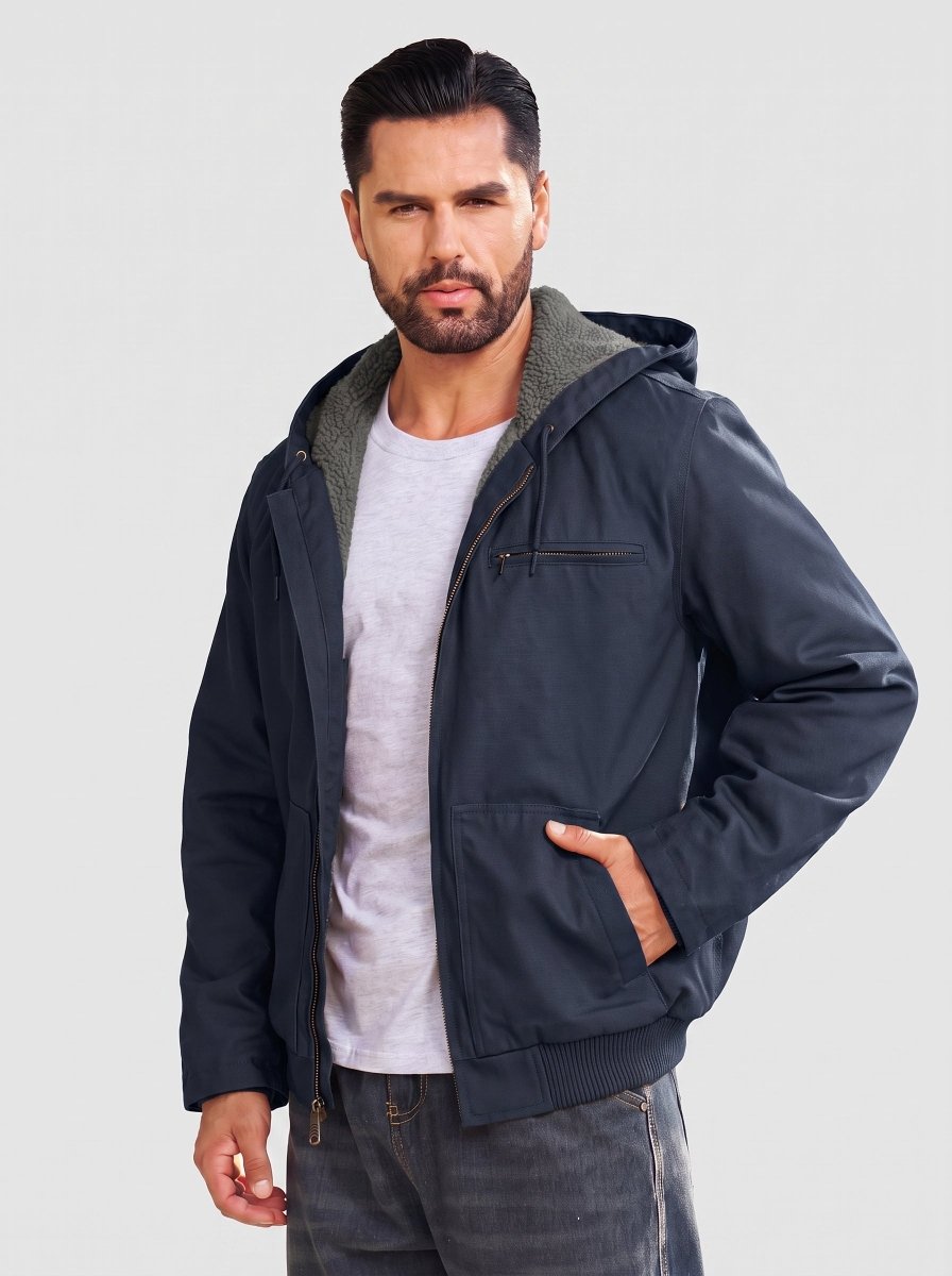 TACVASEN Navy Men's Waterproof Sherpa Lined Work Jacket