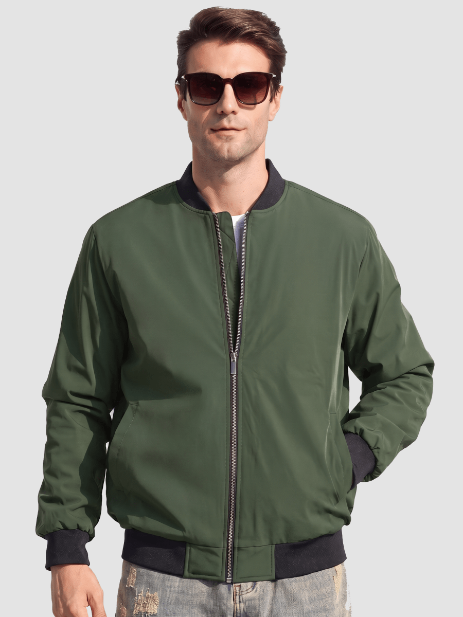 TACVASEN Army Green Men's Waterproof Windbreaker Bomber Casual Jackets