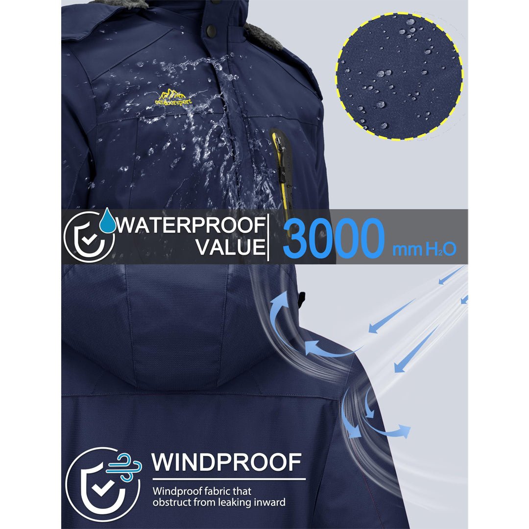 TACVASEN Sapphire Blue Insulated Fleece Lined Winter Ski Jacket