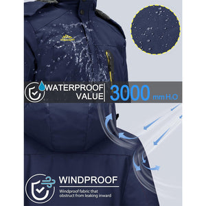 TACVASEN Sapphire Blue Insulated Fleece Lined Winter Ski Jacket