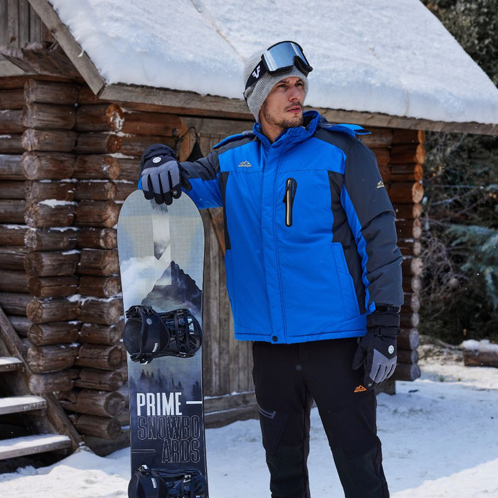 Men's Windproof Fleece Lined Ski Jacket with Multiple Pockets - F828D