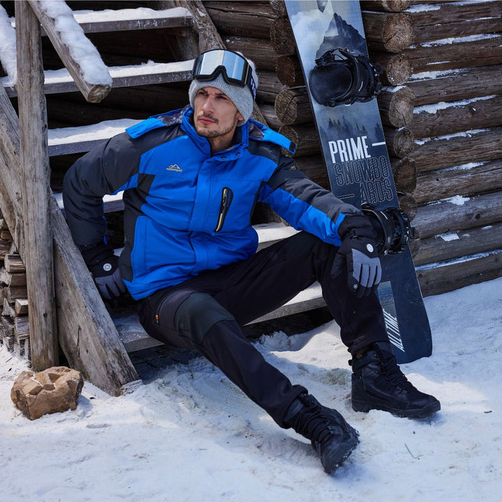 Men's Windproof Fleece Lined Ski Jacket with Multiple Pockets - F828D