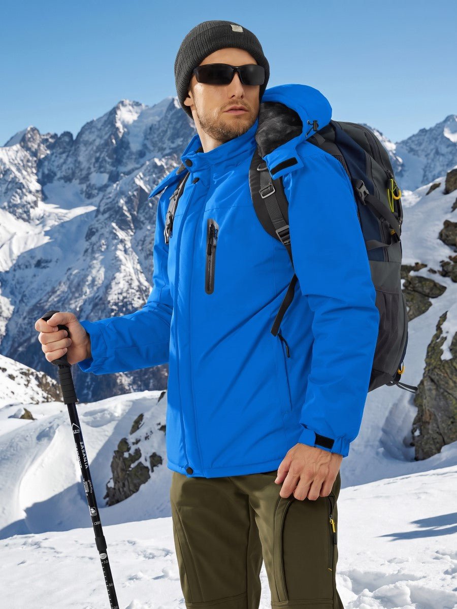 TACVASEN Sapphire Blue Men's Windproof Fleece Lined Winter Hiking Jacket for Outdoor