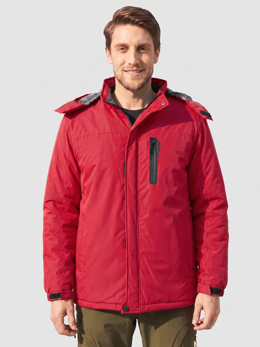 TACVASEN Red Men's Windproof Fleece Lined Winter Hiking Jacket for Outdoor