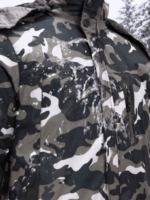 TACVASEN Black Camouflage Men's Windproof Fleece Lined Winter Hiking Jacket for Outdoor