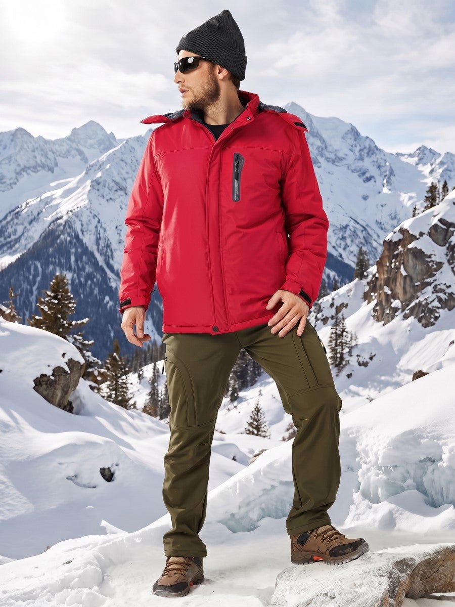 TACVASEN Red Men's Windproof Fleece Lined Winter Hiking Jacket for Outdoor