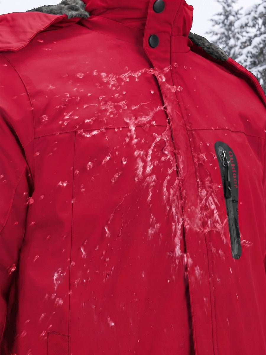 TACVASEN Red Men's Windproof Fleece Lined Winter Hiking Jacket for Outdoor