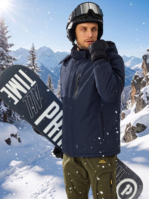TACVASEN Black Men's Windproof Fleece Lined Winter Hiking Jacket for Outdoor