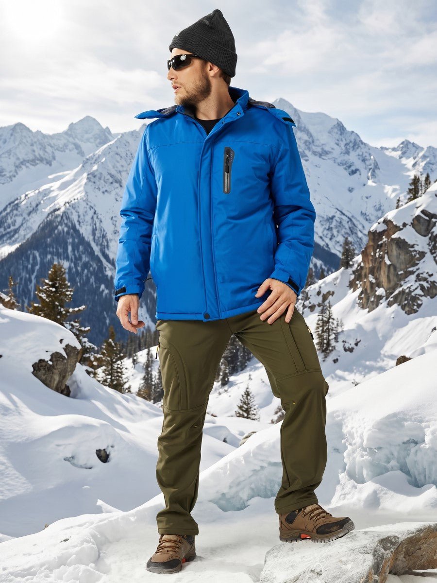 TACVASEN Sapphire Blue Men's Windproof Fleece Lined Winter Hiking Jacket for Outdoor