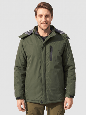 TACVASEN Army Green Men's Windproof Fleece Lined Winter Hiking Jacket for Outdoor