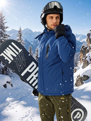 TACVASEN Denim Blue Men's Windproof Fleece Lined Winter Hiking Jacket for Outdoor