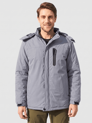 TACVASEN Light Grey Men's Windproof Fleece Lined Winter Hiking Jacket for Outdoor