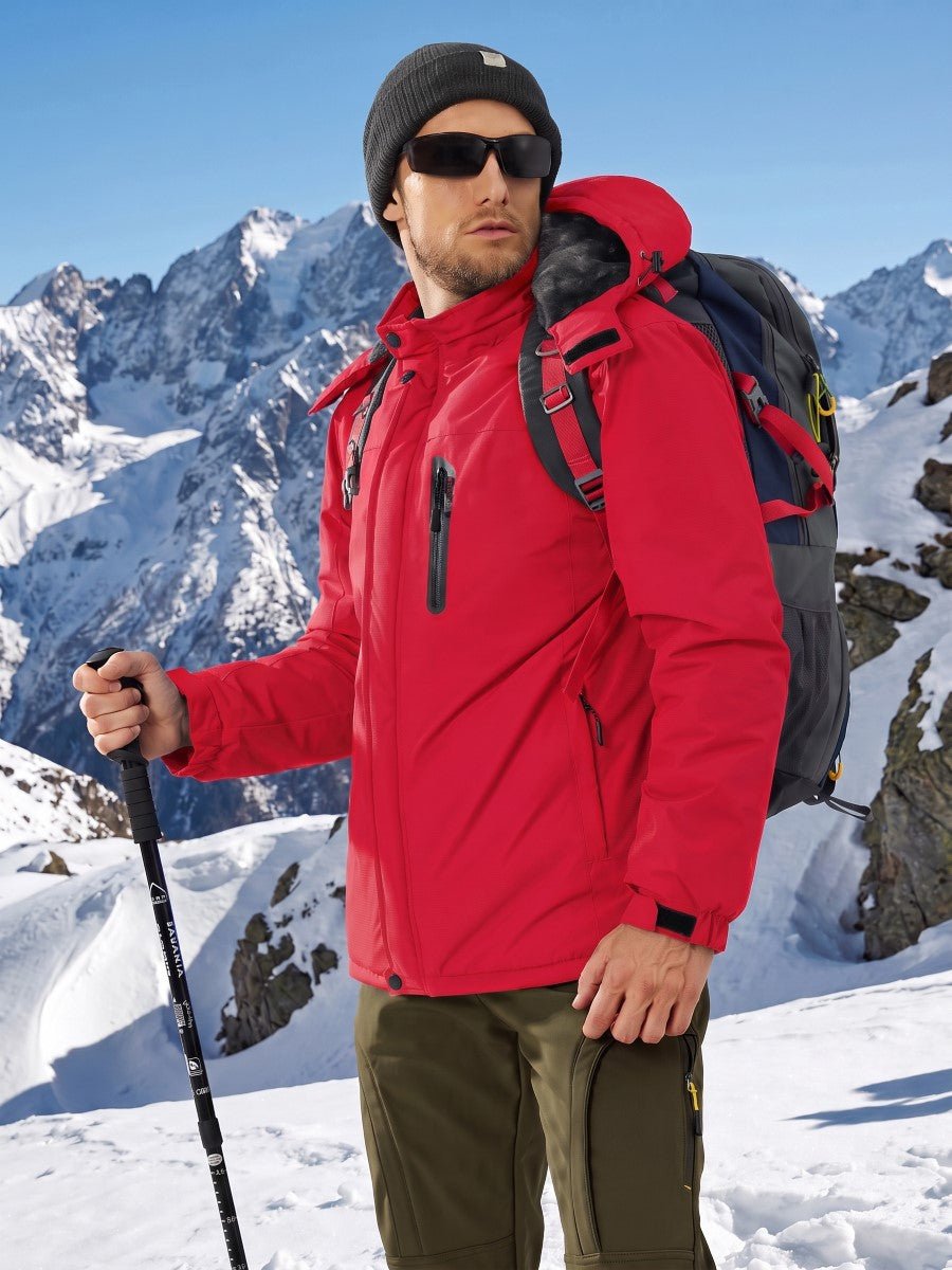TACVASEN Red Men's Windproof Fleece Lined Winter Hiking Jacket for Outdoor