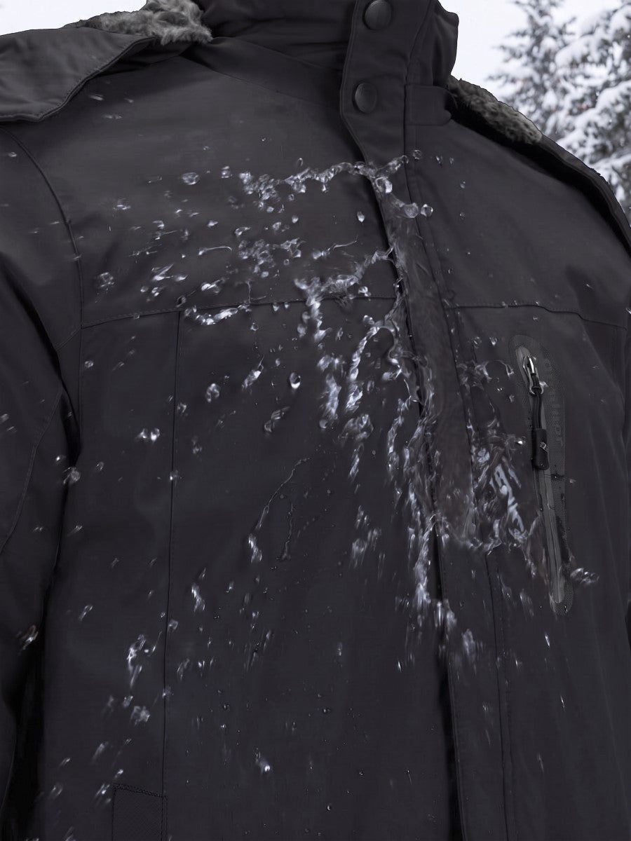 TACVASEN Black Men's Windproof Fleece Lined Winter Hiking Jacket for Outdoor