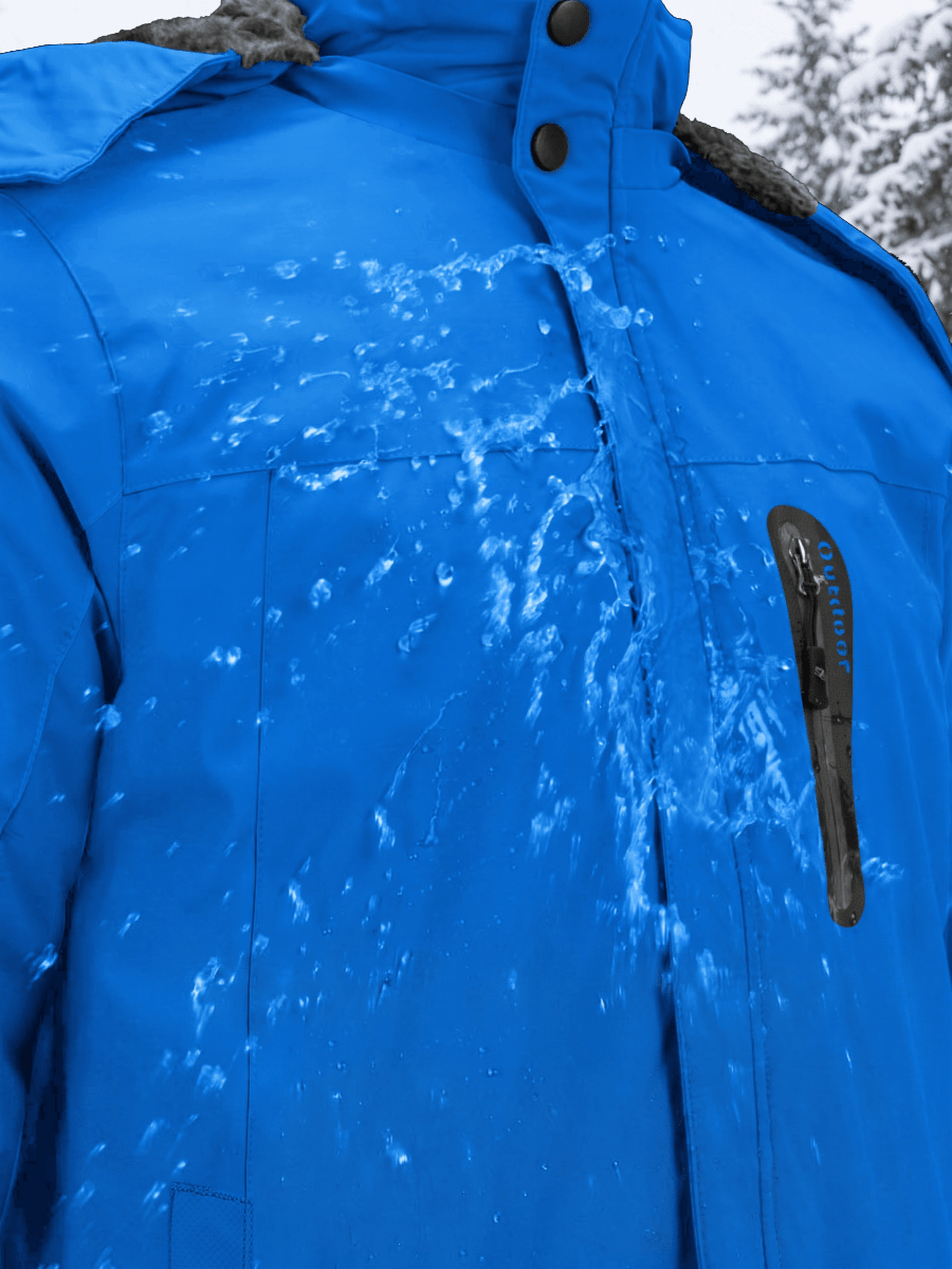 TACVASEN Sapphire Blue Men's Windproof Fleece Lined Winter Hiking Jacket for Outdoor