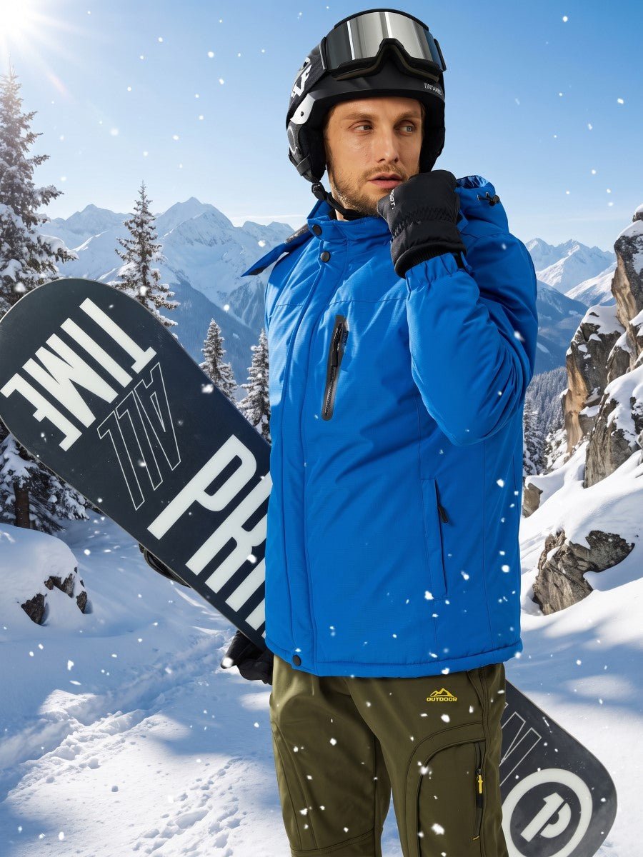 TACVASEN Sapphire Blue Men's Windproof Fleece Lined Winter Hiking Jacket for Outdoor