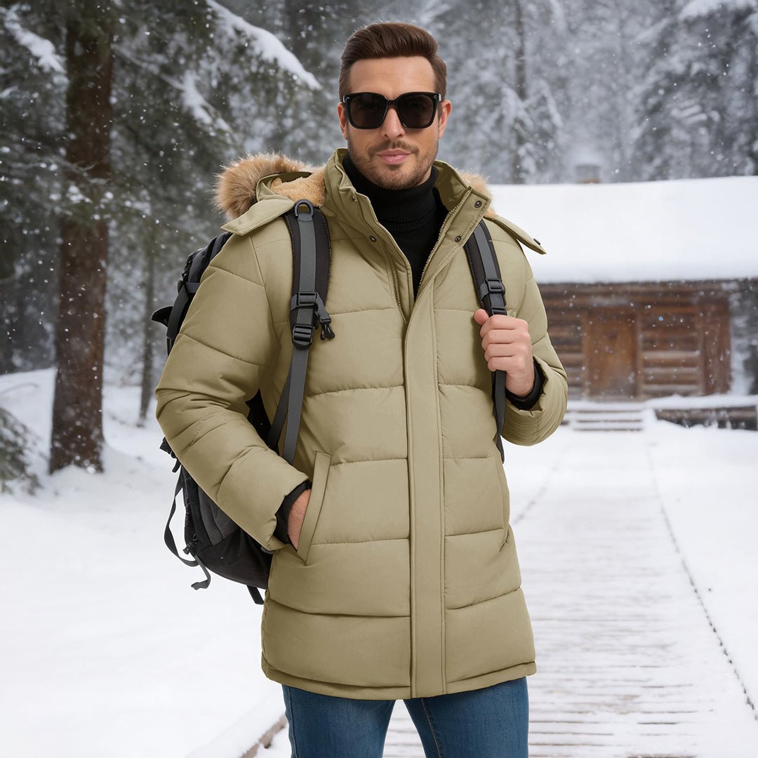TACVASEN Khaki Windproof Water Repellent Winter Parka Jacket