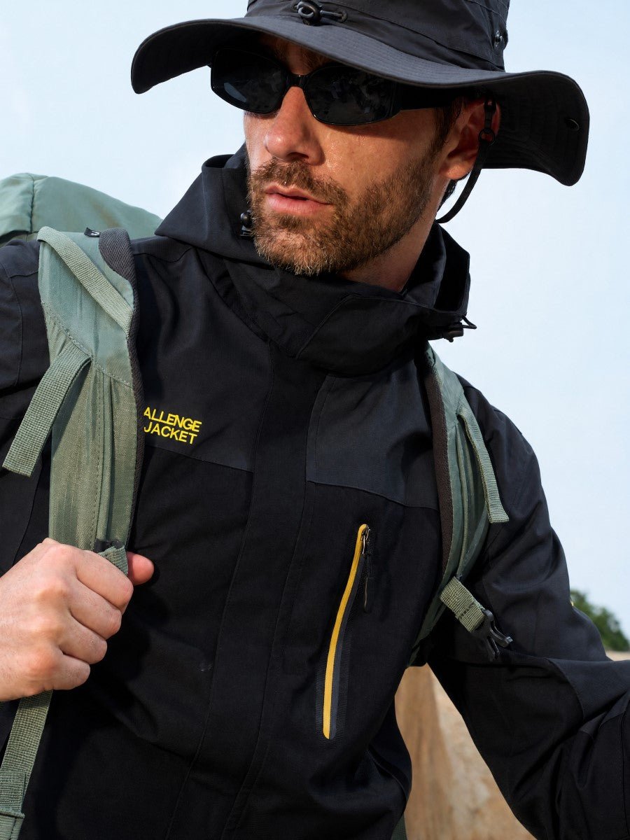 TACVASEN Black Men's Windproof Water Resistant Rain Jacket