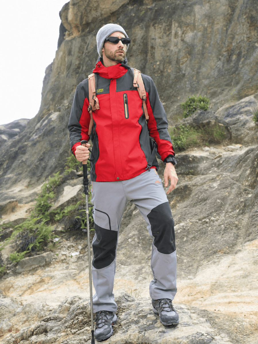 TACVASEN Red Men's Windproof Water Resistant Rain Jacket