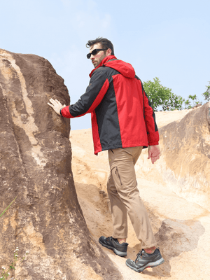 TACVASEN Red Men's Windproof Water Resistant Rain Jacket
