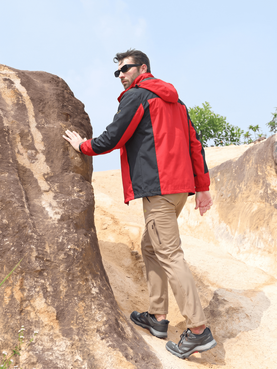 TACVASEN Red Men's Windproof Water Resistant Rain Jacket