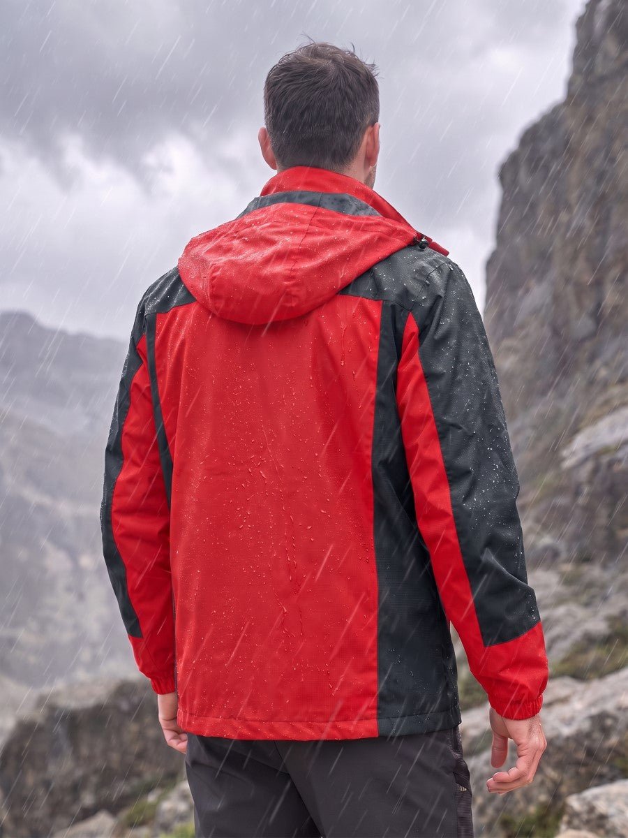 TACVASEN Red Men's Windproof Water Resistant Rain Jacket