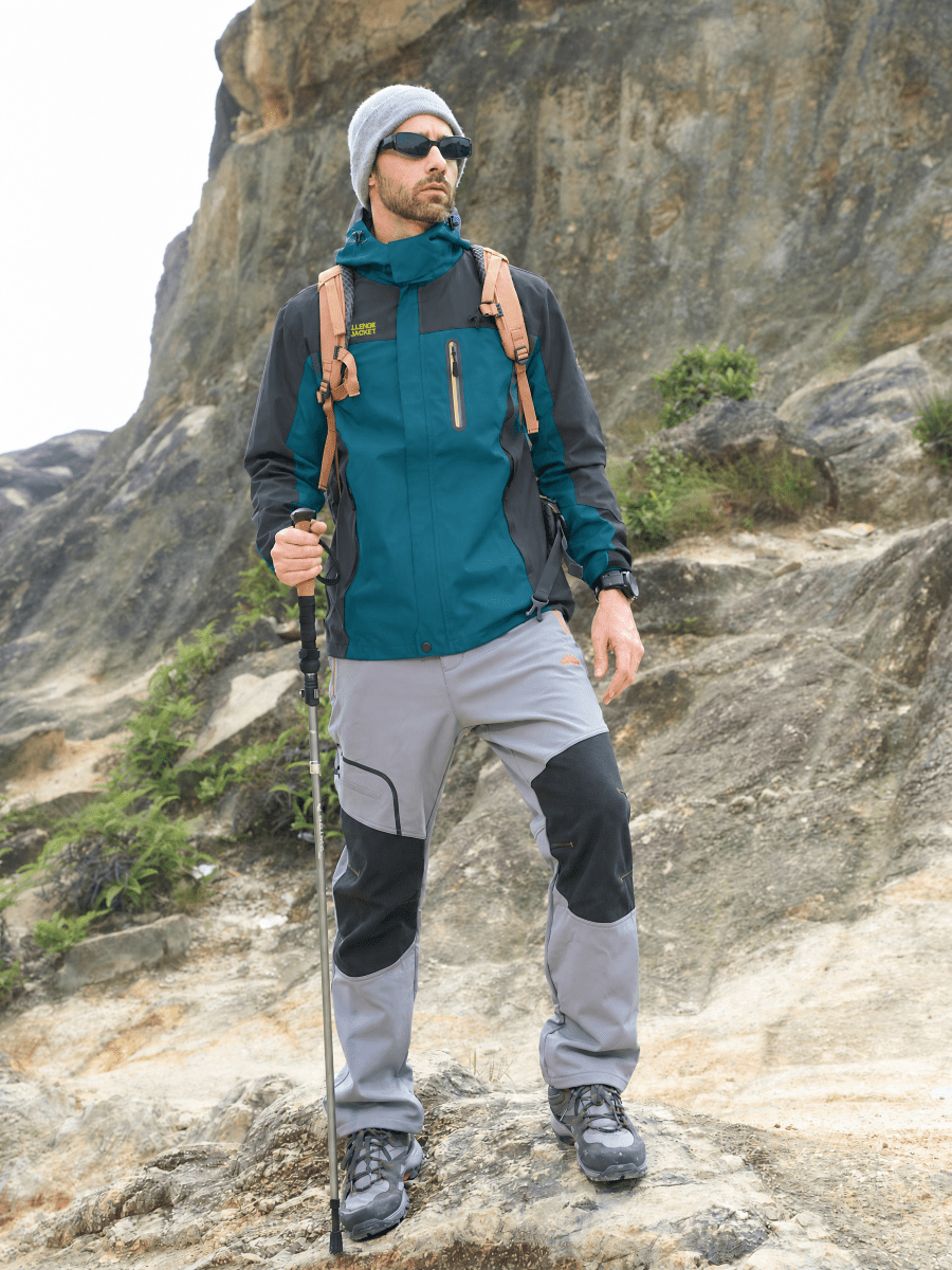 TACVASEN Lake Blue Men's Windproof Water Resistant Rain Jacket