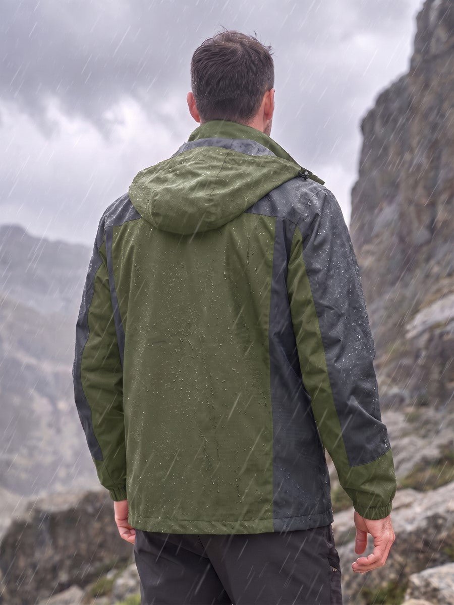 TACVASEN Army Green Men's Windproof Water Resistant Rain Jacket