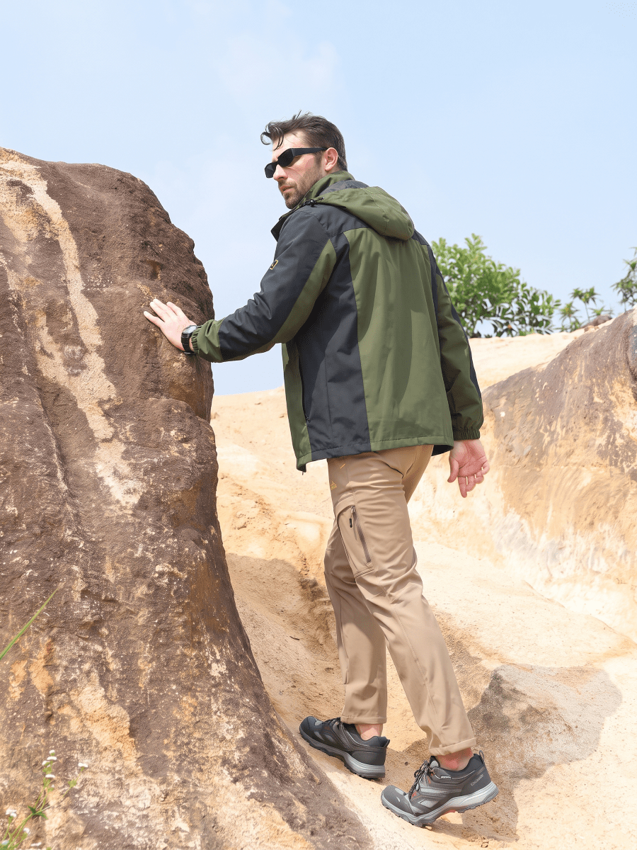 TACVASEN Army Green Men's Windproof Water Resistant Rain Jacket