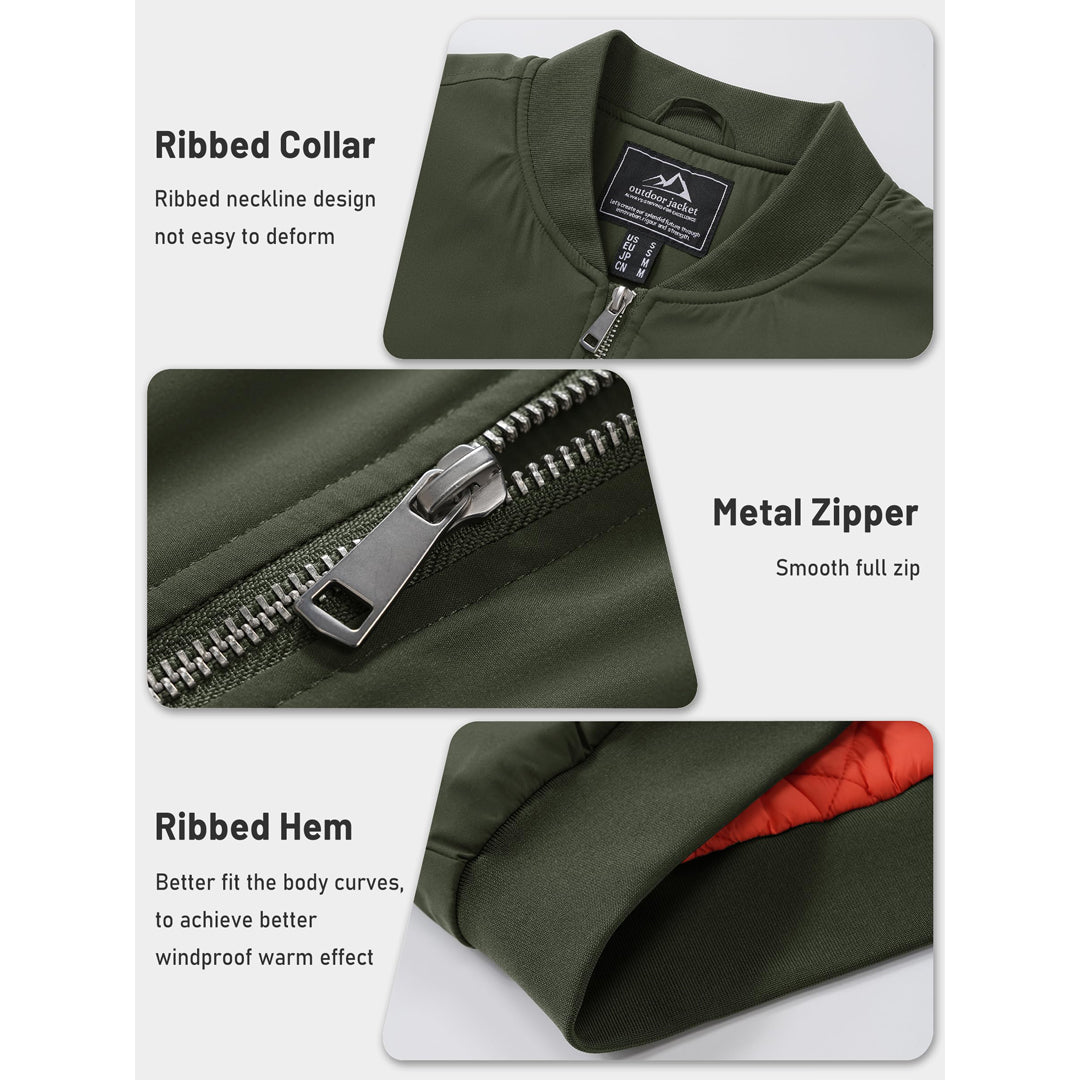 Men's Winter Bomber Jacket Thermal Warm Padded Windbreaker - google_men_lightweight_jacket