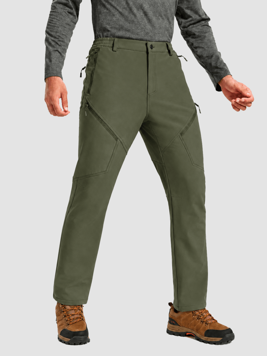 TACVASEN Army Green Men's Winter Fleece Lined Waterproof Hiking Pants