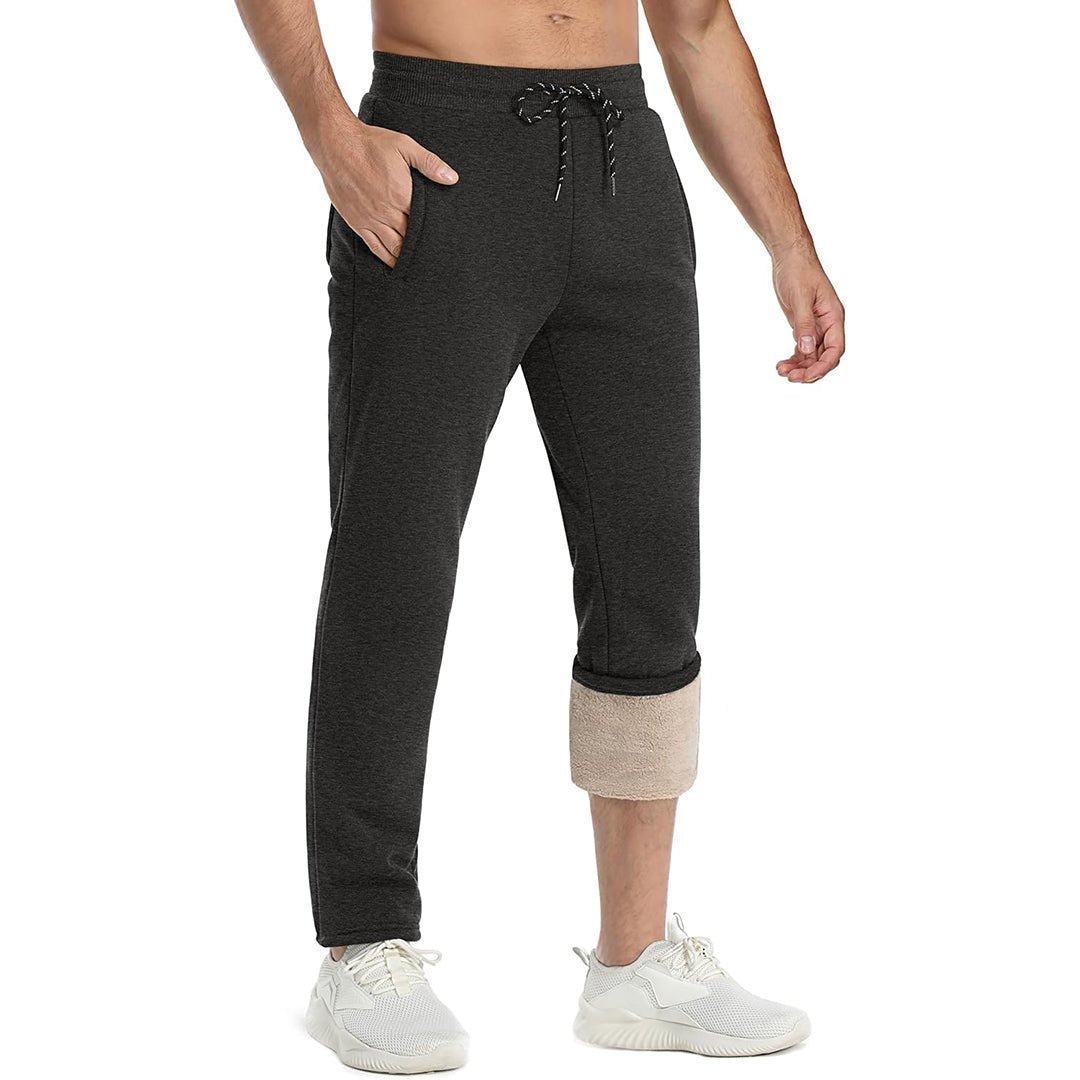 TACVASEN Dark Grey Heather Men's Fleece Sherpa Lined Sweatpants Thicken Warm Jogger Pants