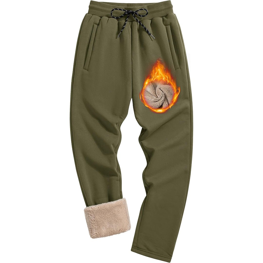 TACVASEN Army Green Men's Fleece Sherpa Lined Sweatpants Thicken Warm Jogger Pants