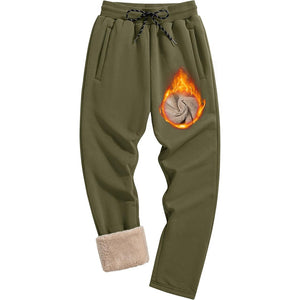 TACVASEN Army Green Men's Fleece Sherpa Lined Sweatpants Thicken Warm Jogger Pants