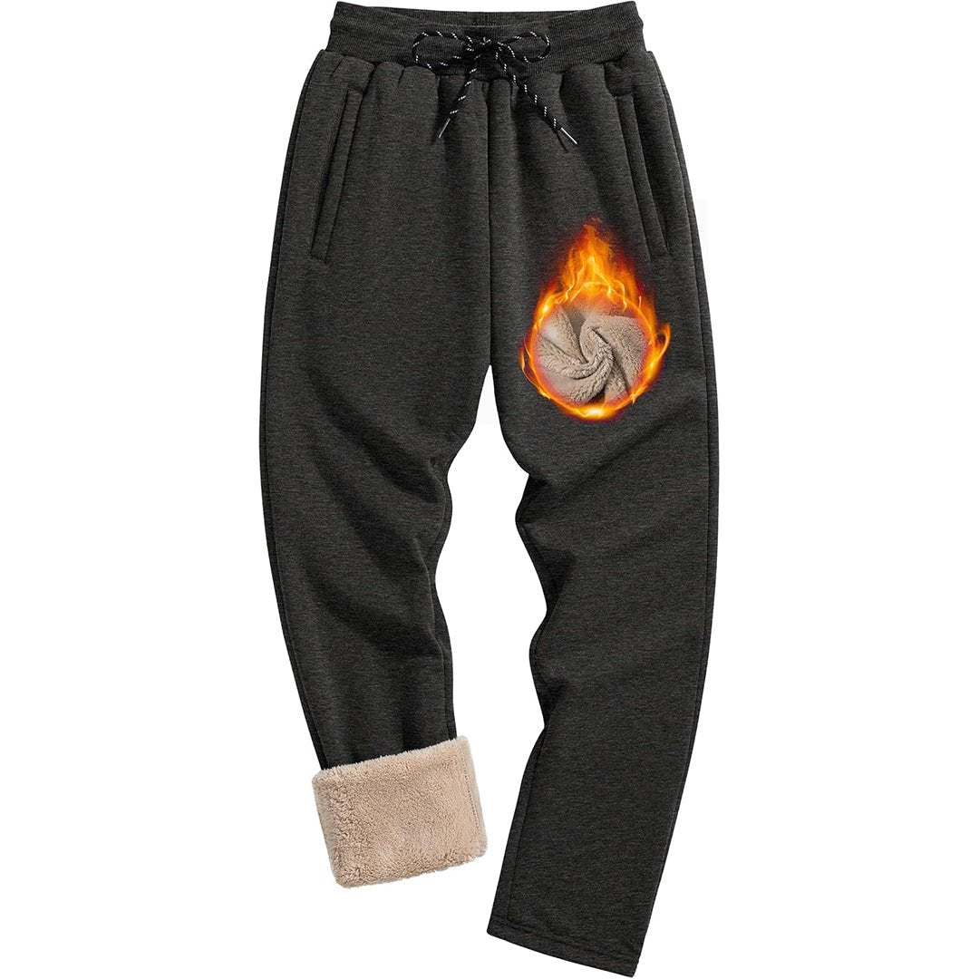 TACVASEN Dark Grey Heather Men's Fleece Sherpa Lined Sweatpants Thicken Warm Jogger Pants