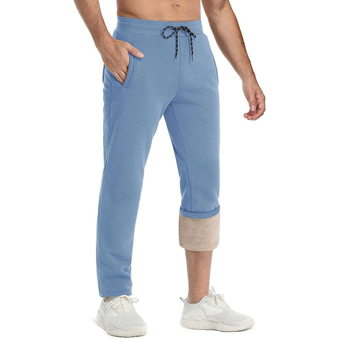 TACVASEN Haze Blue Men's Fleece Sherpa Lined Sweatpants Thicken Warm Jogger Pants