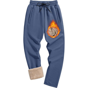 TACVASEN Dark Blue Men's Fleece Sherpa Lined Sweatpants Thicken Warm Jogger Pants