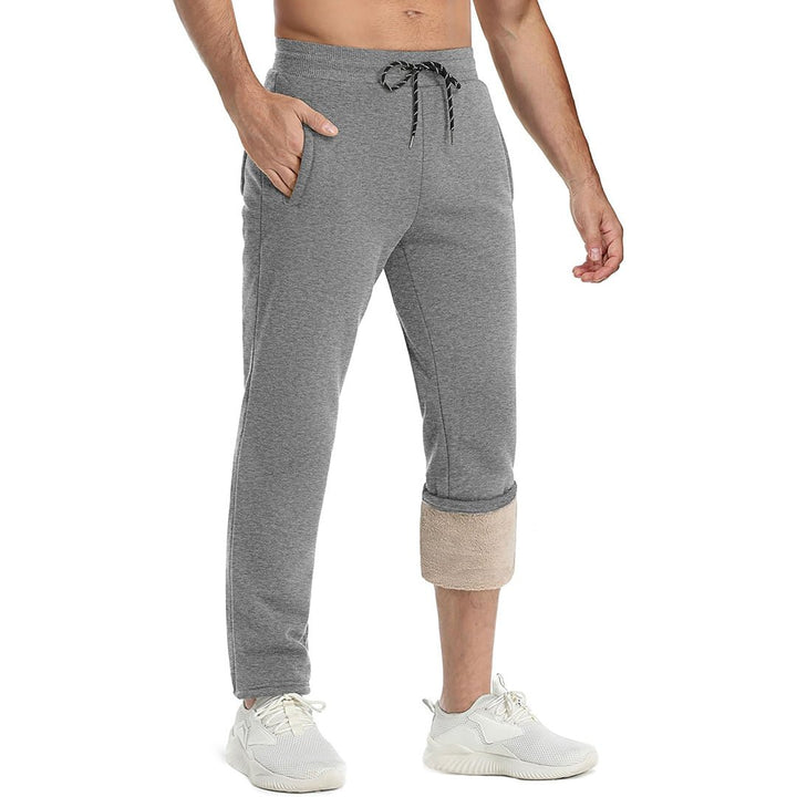 Korean Style Black High Waist Grey Thick Fleece Workout Pants