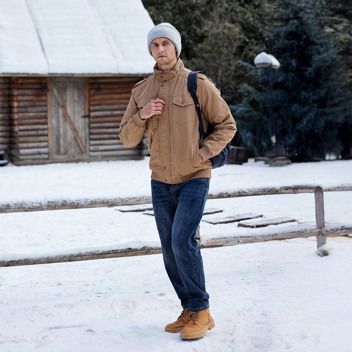 Men's Winter Jacket - Fleece Cotton Casual Cargo Bomber Jacket - 2701D