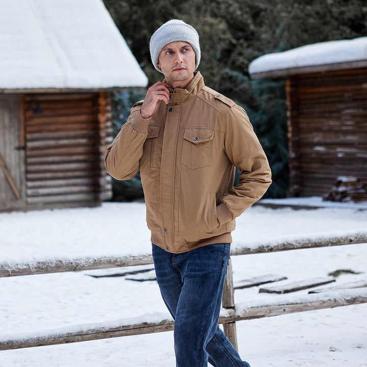 Men's Winter Jacket - Fleece Cotton Casual Cargo Bomber Jacket - 2701D