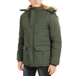 TACVASEN Black Men's Winter Jacket with Hood Water Repellent Windproof Coat